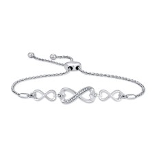 Pulsera bolo de plata de ley con detalles de diamantes