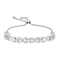 Pulsera bolo de plata de ley con diamantes de 1/10 ct.