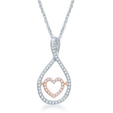 Colgante de plata de ley de 1/6 ct. con forma de corazón brillante.