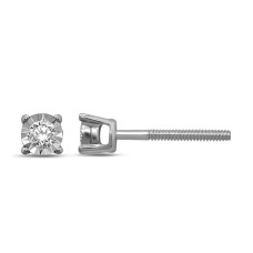 Pendientes de botón de oro blanco de 14 quilates con diamantes de 1/6 quilates.