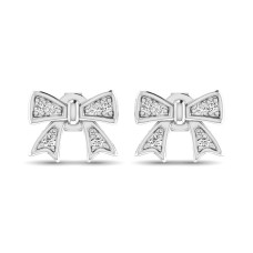 Pendientes de lazo con detalles de diamantes en oro blanco de 10 quilates