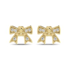 Pendientes de lazo con detalles de diamantes en oro amarillo de 10 quilates