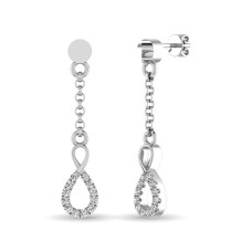 Pendientes infinitos de oro blanco de 10 quilates con diamantes de 1/10 quilates
