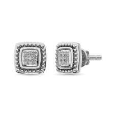 Pendientes de moda con diamantes de 1/20 ct en total, talla redonda, en plata de ley.