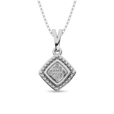 Colgante de moda con diamantes de 1/50 ct en total, talla redonda, en plata de ley.