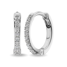 Pendientes de aro de oro blanco de 10 quilates con diamantes de 1/10 quilates (diferentes estilos)