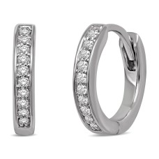 Pendientes de aro de oro blanco de 10 quilates con diamantes de 1/10 quilates.