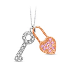 Cerradura de diamante de 10K en dos tonos, 0,1 ctw y llave de diamante