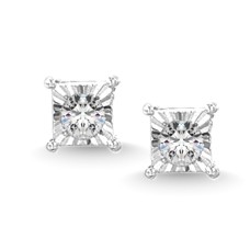 Pendientes de botón de oro blanco de 10 quilates con diamantes de 1/20 quilates.