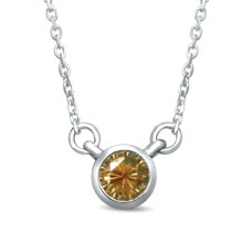 Collar de oro blanco de 10 quilates con diamantes y citrino de 1/10 quilates