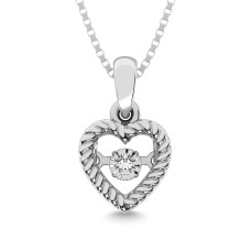 Plata de ley 0.05 Ct.Tw. Colgante de corazón de diamante en movimiento