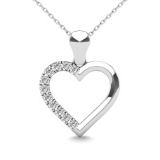 Colgante de corazón de diamante de 10 quilates de oro blanco de 0.1 qt