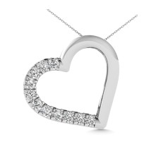 Colgante de corazón de diamante de 10 quilates de oro blanco de 0.1 qt