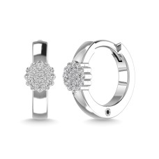 Pendientes de aro de oro blanco de 10 quilates con diamantes de 1/10 quilates