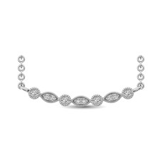 Collar de moda de oro blanco de 10 quilates con diamantes de 1/10 quilates