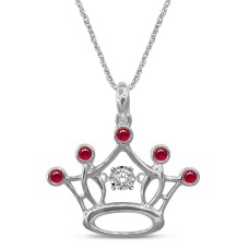 Colgante de plata esterlina con corona de diamantes de 0.1 qtw