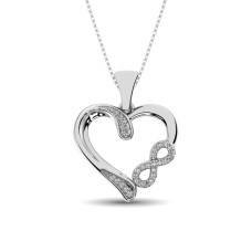 Colgante de plata esterlina con corazón de diamante de 0.1 qt
