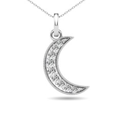 Colgante de luna creciente con diamantes de 1/10 quilates en oro blanco de 10 quilates.