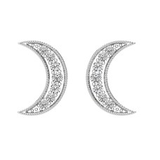 Pendientes de luna creciente con diamantes de 1/6 quilates en oro blanco de 10 quilates.