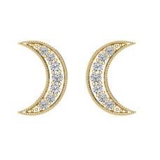 Pendientes de luna creciente con diamantes de 1/6 quilates en oro amarillo de 10 quilates.