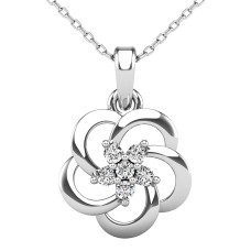 Colgante con forma de flor abierta y diamantes de 1/10 ct.