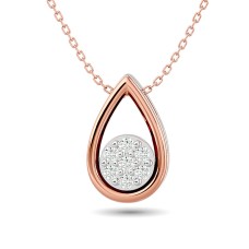 Colgante con forma de lágrima de diamante, 1/10 ct tw, talla redonda, en oro rosa de 10 quilates.