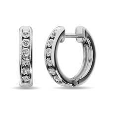 Pendientes de aro con diamantes de 1/50 ct en plata de ley.
