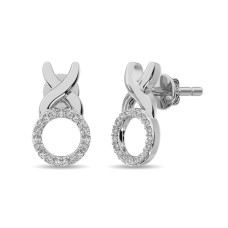 Pendientes de moda con diamantes de 1/10 ct en plata de ley.