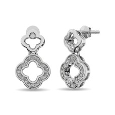 Pendientes de moda con diamantes de 1/20 ct en plata de ley.