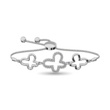 Pulsera de plata de ley con diamantes de 1/8 ct en total.