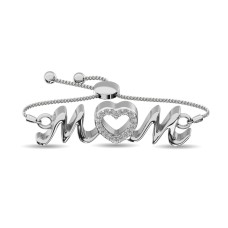 Pulsera para mamá con diamantes de 1/10 ct en plata de ley.