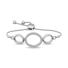 Pulsera circular de diamantes de 1/6 ct en plata de ley