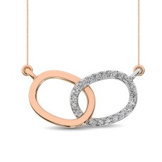 Collar ovalado simétrico con diamantes de 1/20 ct en oro rosa y blanco de 10 quilates.