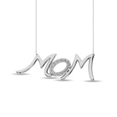 Collar para mamá con diamantes de 1/20 ct en plata de ley.