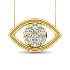 Collar con diamantes redondos de 1/8 ct y diamantes talla baguette en oro amarillo de 10 quilates.