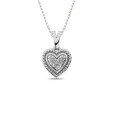 Colgante de corazón con diamantes de 1/20 ct engastados en plata de ley.