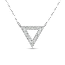 Colgante triangular de diamantes de 1/10 ct en oro blanco de 10 quilates