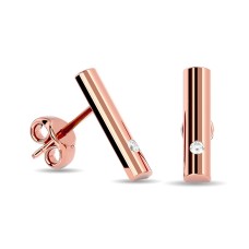 Pendientes de barra con diamantes de 1/20 ct en oro rosa de 10 quilates