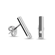 Pendientes de barra con diamantes de 1/20 ct en oro blanco de 10 quilates