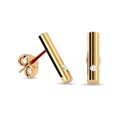 Pendientes de barra con diamantes de 1/20 ct en oro amarillo de 10 quilates