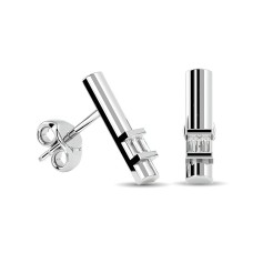 Pendientes de barra con diamantes de 1/20 ct en oro blanco de 10 quilates