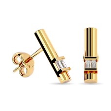 Pendientes de barra con diamantes de 1/12 ct en oro amarillo de 10 quilates