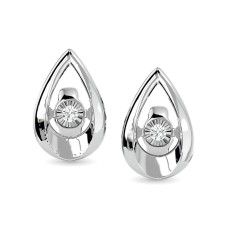 Pendientes de moda con diamantes de 1/20 ct en plata de ley (tipo colgante).