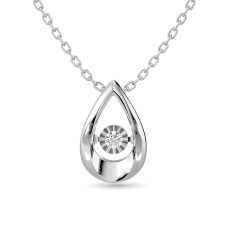 Colgante con forma de gota brillante de diamante de 0,20 ct en plata de ley.