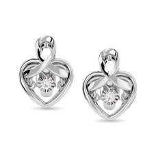 Pendientes de corazón con diamantes de 1/20 ct en plata de ley.