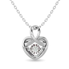 Colgante de corazón brillante con diamantes de 1/20 ct en plata de ley.