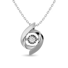 Colgante brillante con diamantes de 1/20 ct en plata de ley.