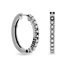 Pendientes de aro con diamantes de 1/8 ct en plata de ley.