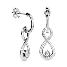 Pendientes Infinity de plata de ley con diamantes de 1/20 ct (infinito horizontal).