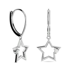 Pendientes de estrella con diamantes de 1/20 ct en plata de ley.